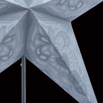 Preview: SUMITA grau mit Silberglitter - Faltbarer Leuchtstern, Weihnachtsstern aus Papier mit 5 Zacken, 60 cm